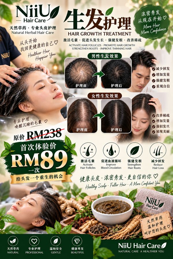 生发护理 · Hair Growth Treatment（活动海报）