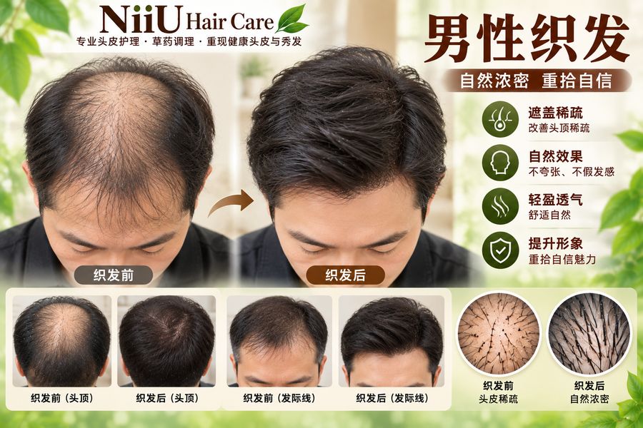 男性织发 · Hair Weaving for Men（活动海报）